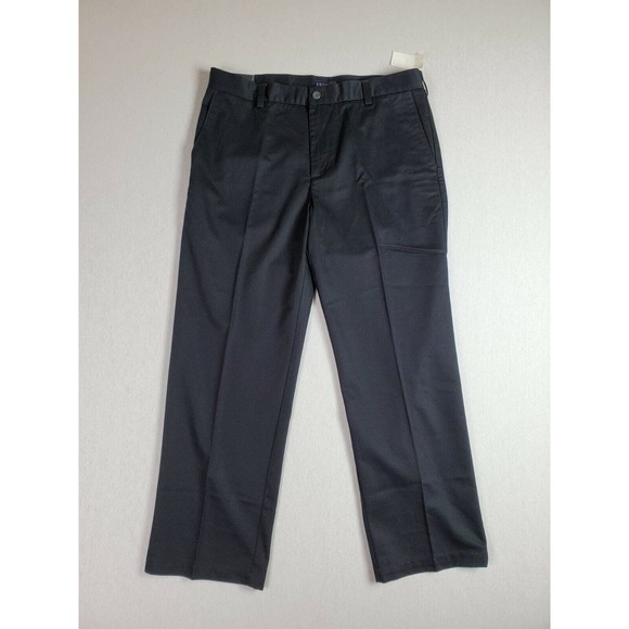 CC - IZOD Dress American Chino Pants Men 36 X 29 Solid Black Slim Flat Front NWT - Picture 1 of 9